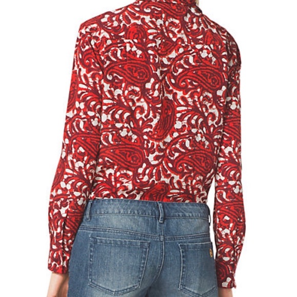 Michael Kors Red, Black and White Long Sleeve Blouse, Size XXS - Picture 2 of 6